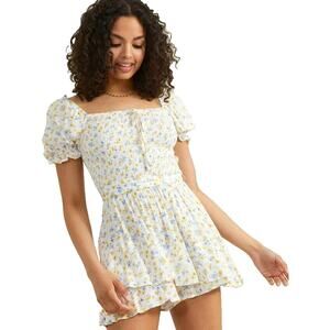 NWT Altar'd State Tashina Romper Mini Dress M Smocked Ruffled Belt Ditsy Floral